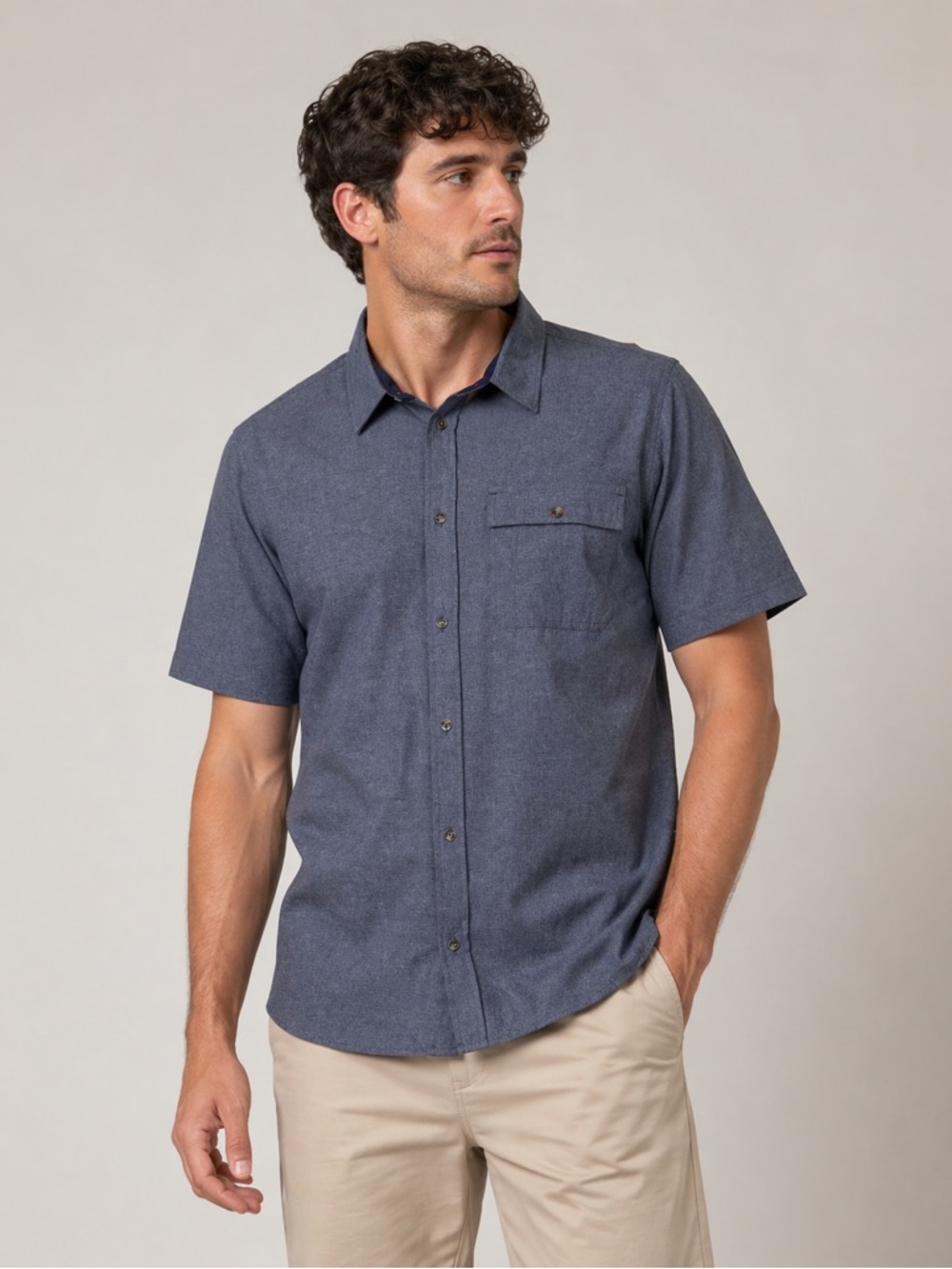 Avalanche Outdoor Mens XXL Navy Heather Stretch Button Down Shirt Hiking Camp